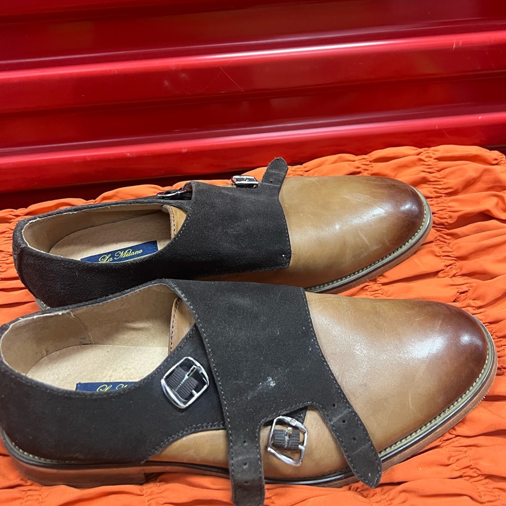 Brown La Milano Oxfords with Buckle Men 10.5